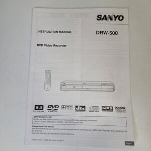 Sanyo DRW-500 DVD Video Recorder Instruction Manual Original User Guide 2004